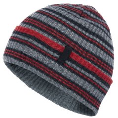 čepice BLACK DIAMOND Cardiff Beanie Smoke Grey-Hyper Red Stripe