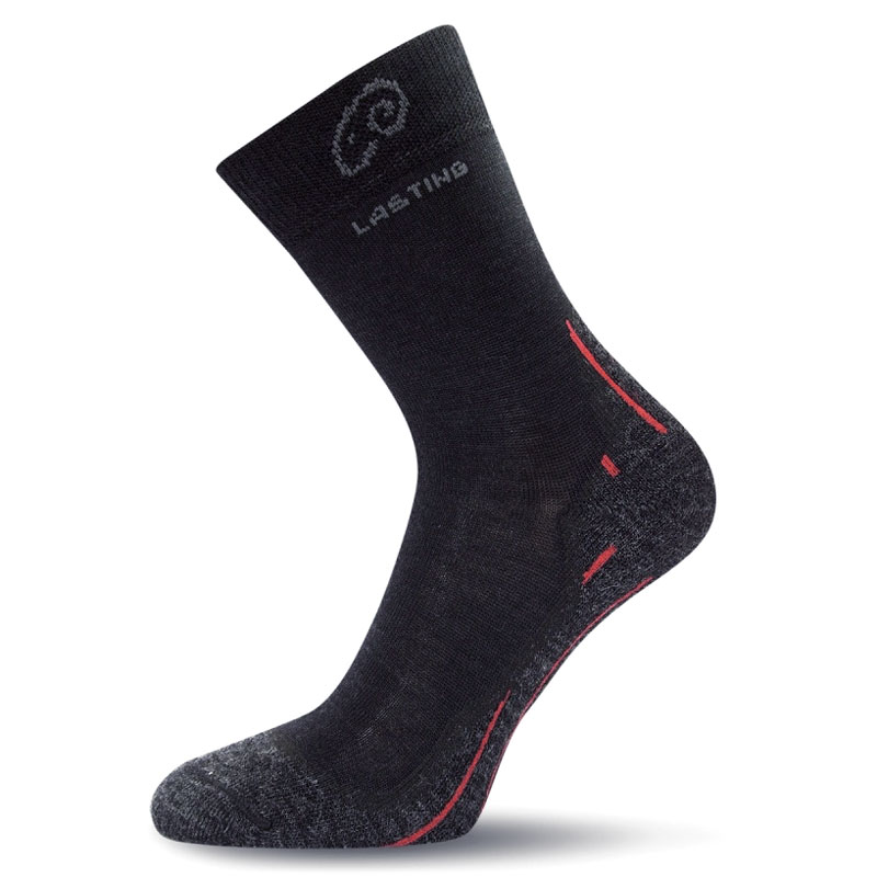 ponožky LASTING WHI 900 Black-Red M (38-41)