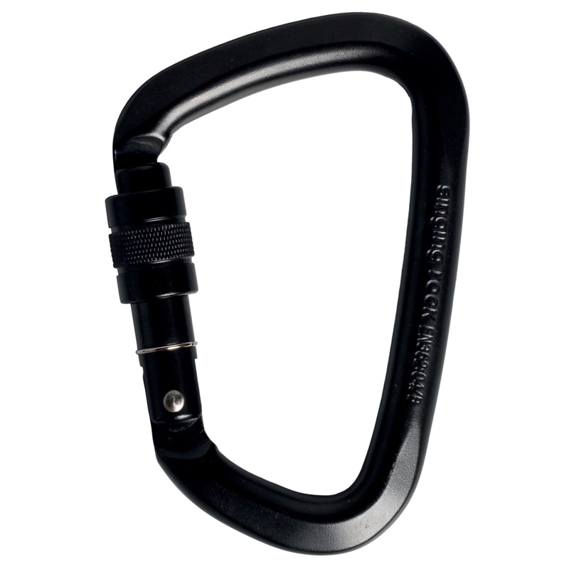 ocelová karabina SINGING ROCK D STEEL SCREW Lock Black