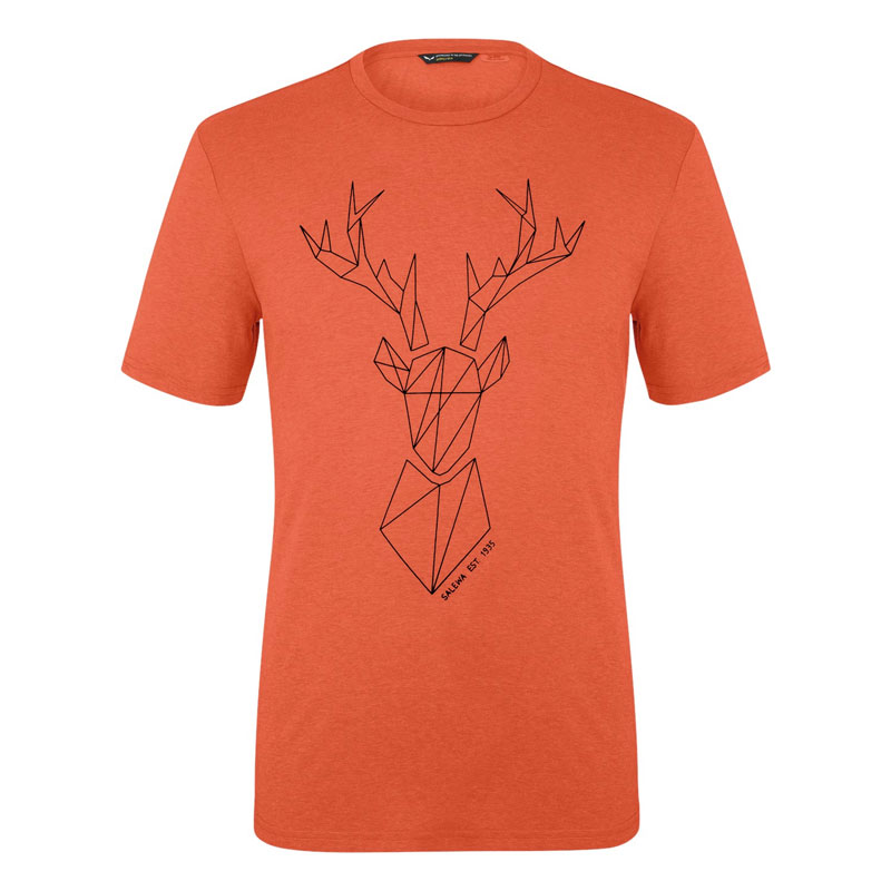 tričko SALEWA BIG DEER DRY Man T-Shirt Red Orange Melange